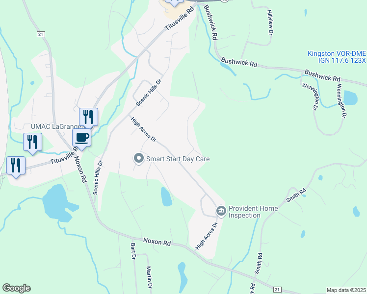map of restaurants, bars, coffee shops, grocery stores, and more near 52 High Acres Drive in Poughkeepsie