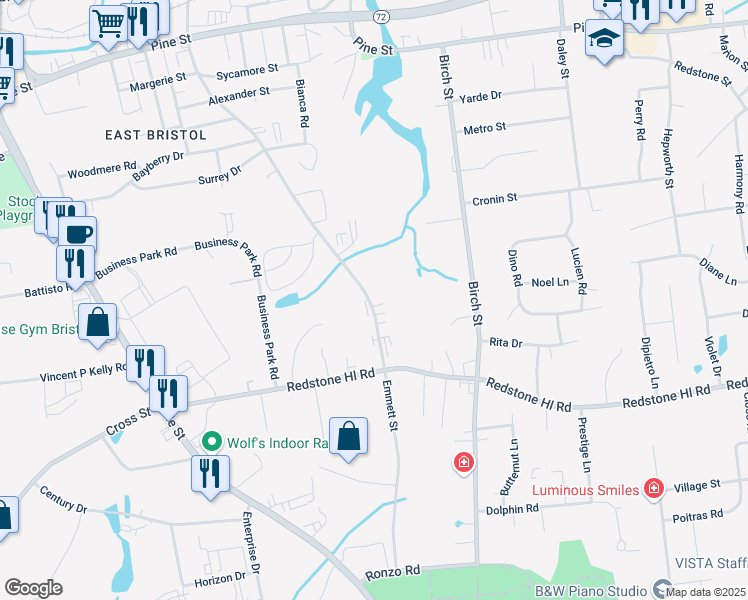 map of restaurants, bars, coffee shops, grocery stores, and more near 517 Emmett Street in Bristol