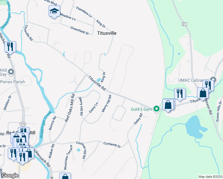 map of restaurants, bars, coffee shops, grocery stores, and more near 53 Clover Hill Drive in Poughkeepsie