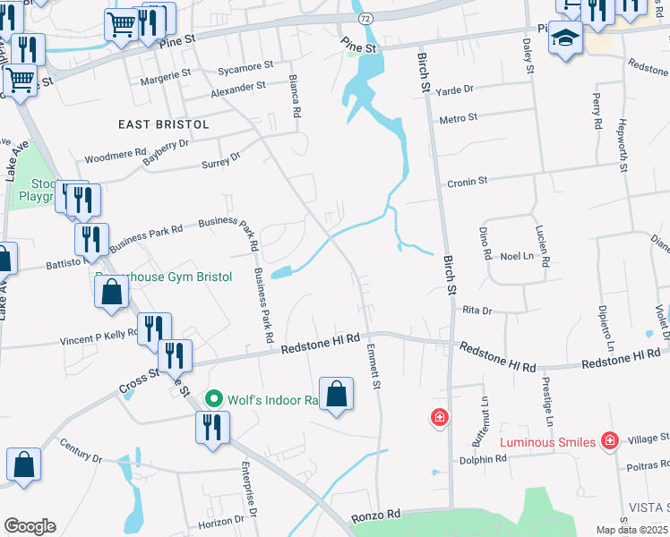 map of restaurants, bars, coffee shops, grocery stores, and more near 444 Emmett Street in Bristol