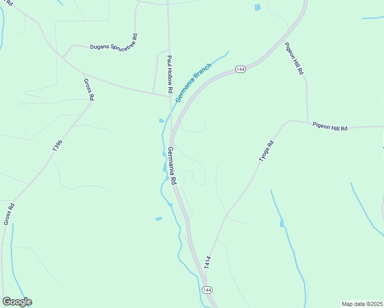 map of restaurants, bars, coffee shops, grocery stores, and more near Germania Road in Galeton