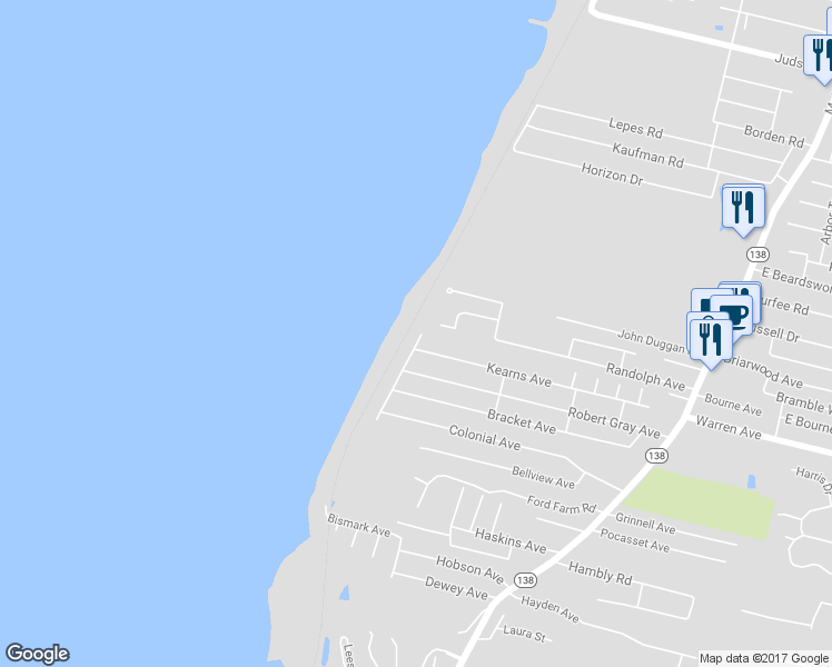 map of restaurants, bars, coffee shops, grocery stores, and more near 601 Old Colony Terrace in Tiverton