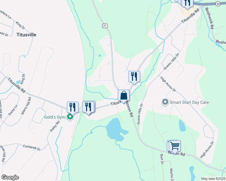 map of restaurants, bars, coffee shops, grocery stores, and more near 317 Noxon Road in Poughkeepsie