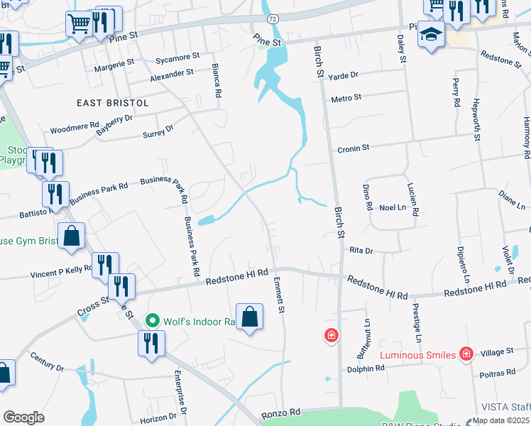 map of restaurants, bars, coffee shops, grocery stores, and more near 503 Emmett Street in Bristol