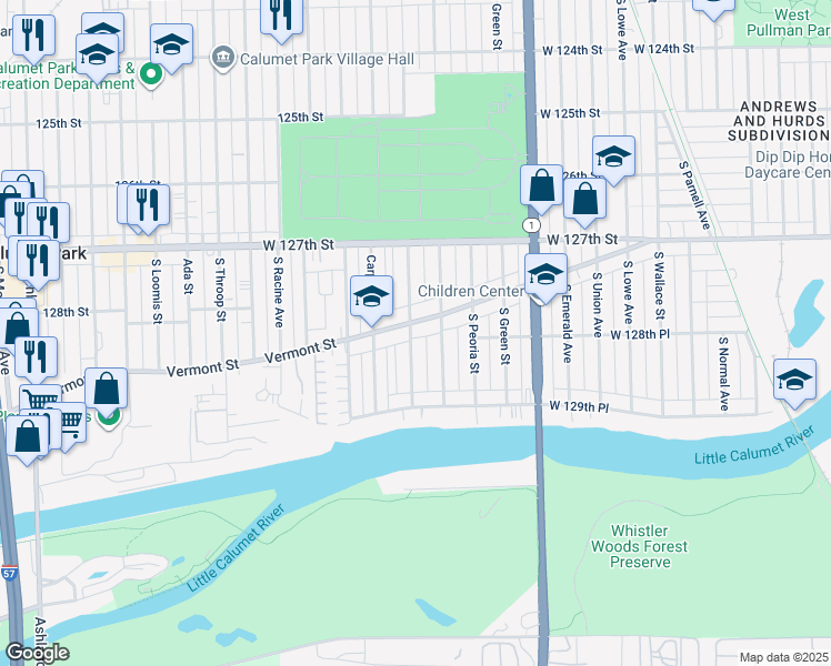 map of restaurants, bars, coffee shops, grocery stores, and more near 961 West Vermont Street in Chicago