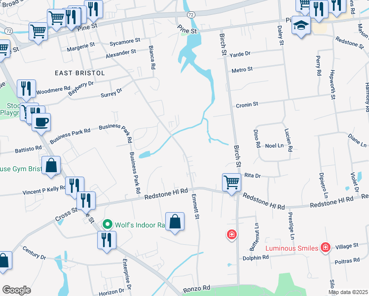 map of restaurants, bars, coffee shops, grocery stores, and more near 503 Emmett Street in Bristol