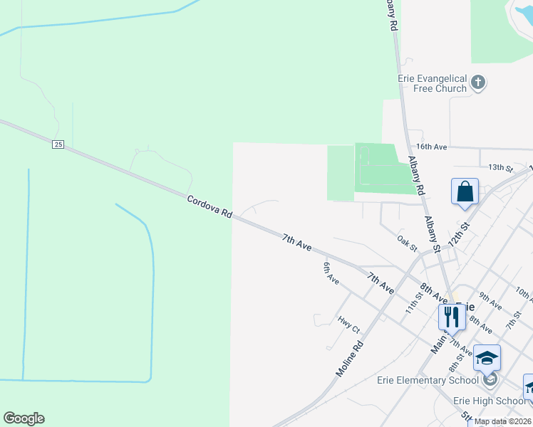 map of restaurants, bars, coffee shops, grocery stores, and more near 1505 7th Avenue in Erie