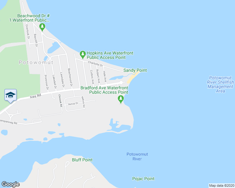 map of restaurants, bars, coffee shops, grocery stores, and more near 39 Bradford Avenue in East Greenwich