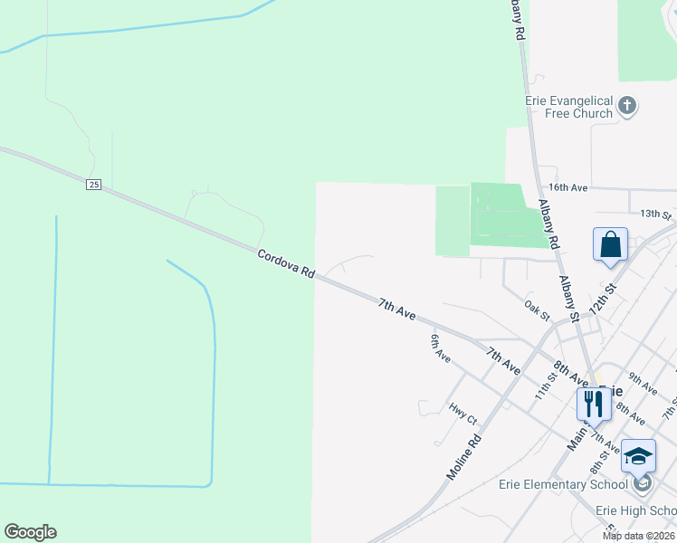 map of restaurants, bars, coffee shops, grocery stores, and more near 1505 7th Avenue in Erie