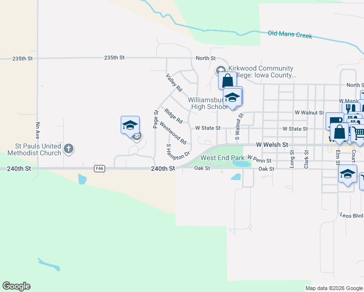 map of restaurants, bars, coffee shops, grocery stores, and more near 200 Westwood Road in Williamsburg