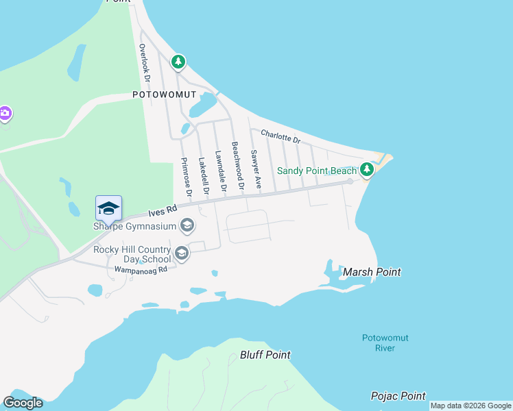 map of restaurants, bars, coffee shops, grocery stores, and more near 200 Ives Road in East Greenwich