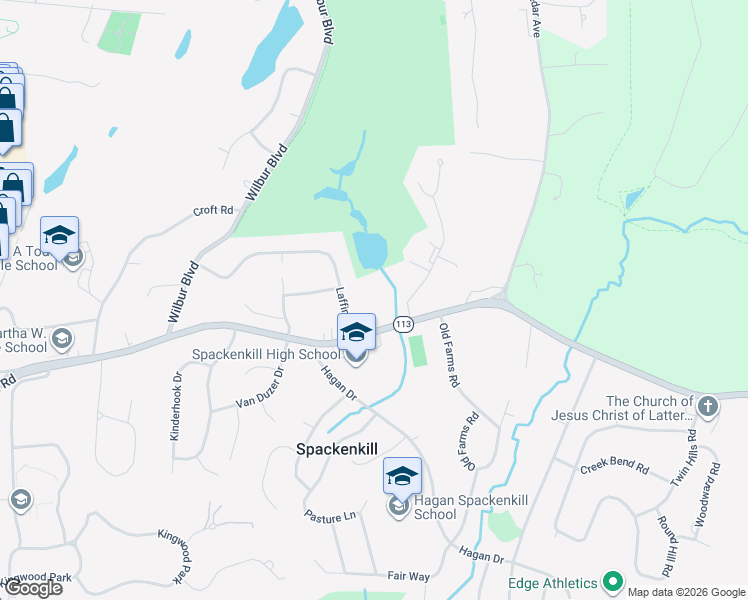 map of restaurants, bars, coffee shops, grocery stores, and more near 47 Laffin Lane in Poughkeepsie