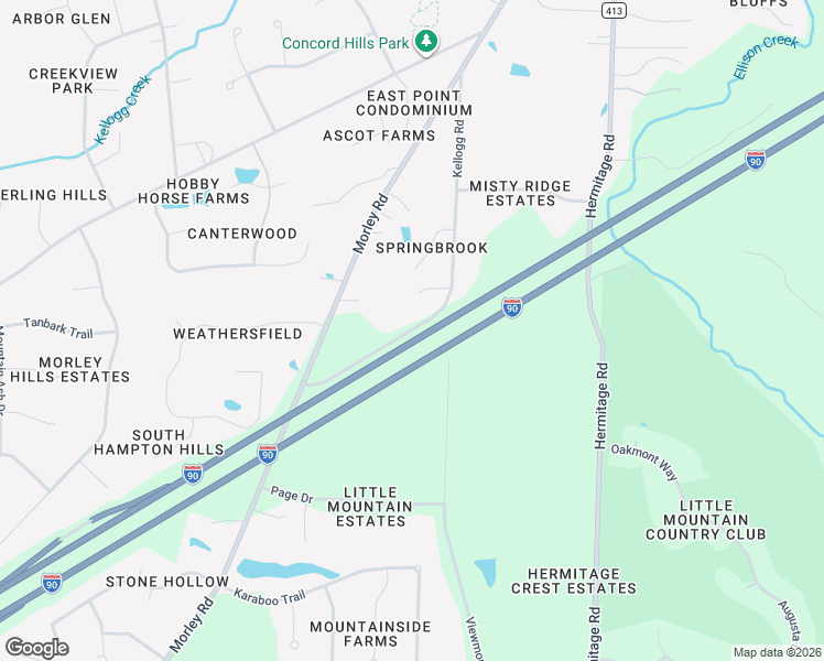 map of restaurants, bars, coffee shops, grocery stores, and more near 7660 Kellogg Road in Painesville