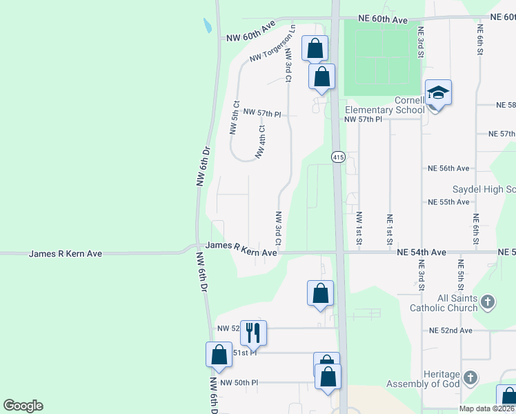map of restaurants, bars, coffee shops, grocery stores, and more near 5535 Northwest 4th Court in Des Moines