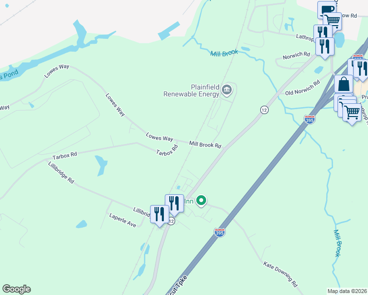 map of restaurants, bars, coffee shops, grocery stores, and more near 40 Tarbox Road in Plainfield