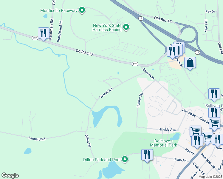 map of restaurants, bars, coffee shops, grocery stores, and more near in Monticello