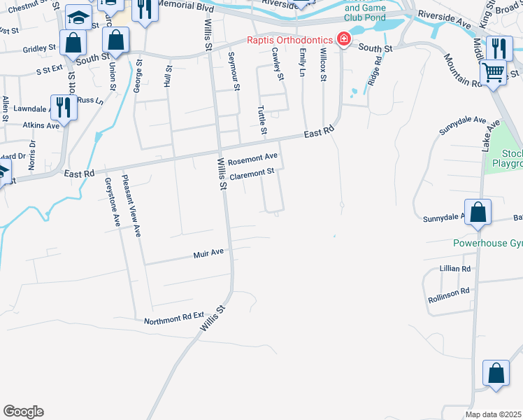 map of restaurants, bars, coffee shops, grocery stores, and more near 49 Briarwood Road in Bristol