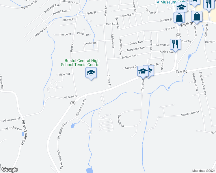 map of restaurants, bars, coffee shops, grocery stores, and more near 246 Crown Street in Bristol