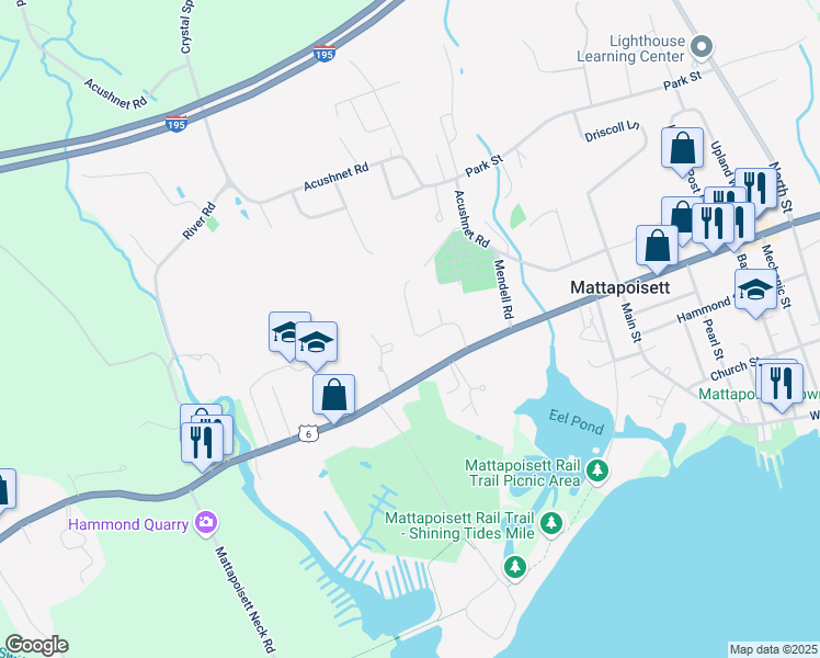 map of restaurants, bars, coffee shops, grocery stores, and more near 14 Wildwood Terrace in Mattapoisett