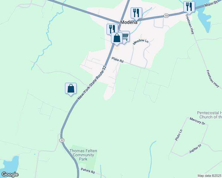 map of restaurants, bars, coffee shops, grocery stores, and more near 211 Woodcrest Drive in Modena