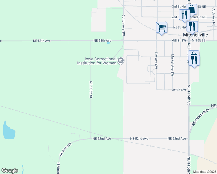 map of restaurants, bars, coffee shops, grocery stores, and more near in Mitchellville