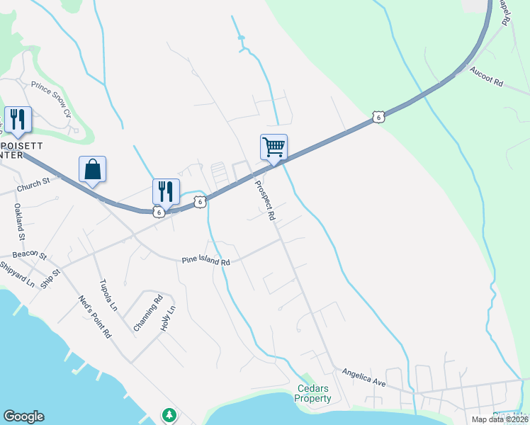 map of restaurants, bars, coffee shops, grocery stores, and more near 3 Parsons Lane in Mattapoisett