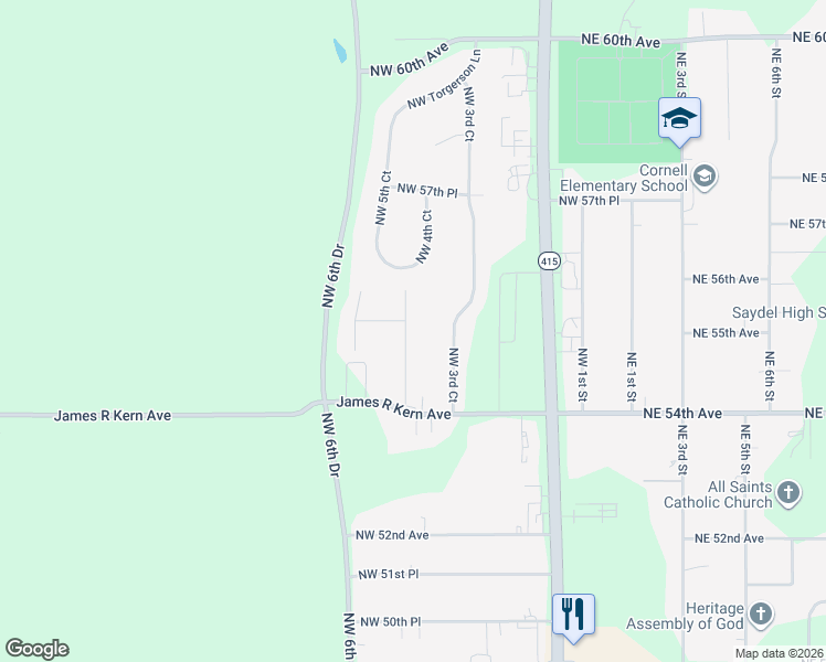 map of restaurants, bars, coffee shops, grocery stores, and more near 5535 Northwest 4th Court in Des Moines