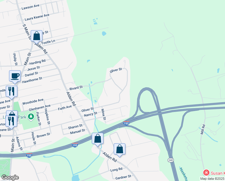 map of restaurants, bars, coffee shops, grocery stores, and more near 40 Oliver Street in Fairhaven