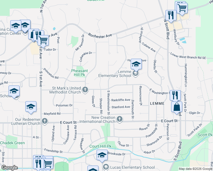 map of restaurants, bars, coffee shops, grocery stores, and more near in Iowa City