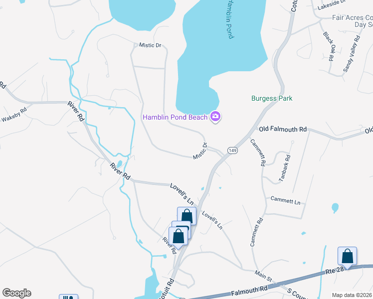 map of restaurants, bars, coffee shops, grocery stores, and more near 731 Mistic Drive in Barnstable