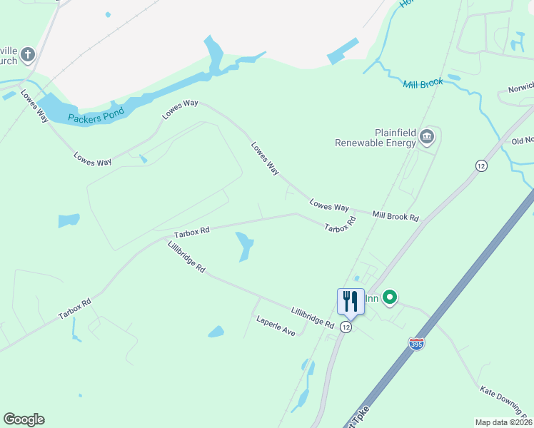 map of restaurants, bars, coffee shops, grocery stores, and more near 110 Tarbox Road in Plainfield