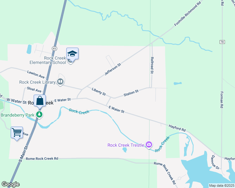 map of restaurants, bars, coffee shops, grocery stores, and more near 2771 Station Street in Rock Creek
