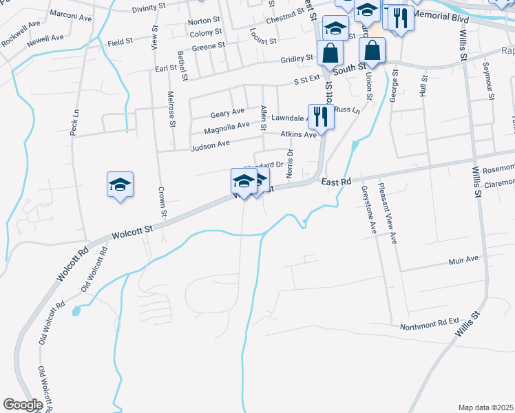 map of restaurants, bars, coffee shops, grocery stores, and more near 21 Tuttle Road in Bristol