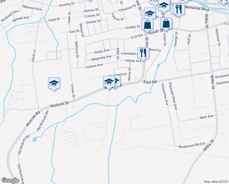 map of restaurants, bars, coffee shops, grocery stores, and more near 21 Tuttle Road in Bristol