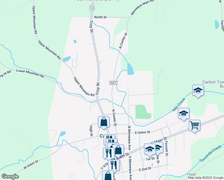 map of restaurants, bars, coffee shops, grocery stores, and more near 153-219 North Center Street in Canton