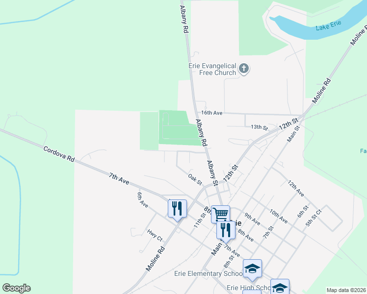 map of restaurants, bars, coffee shops, grocery stores, and more near 206 Highland Avenue in Erie