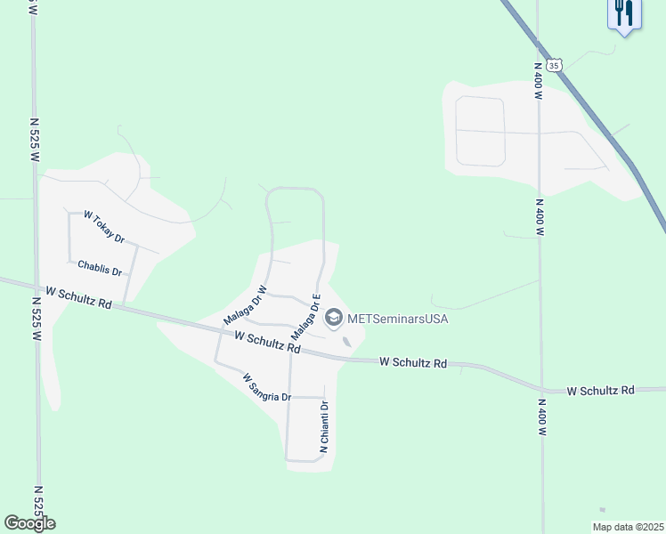 map of restaurants, bars, coffee shops, grocery stores, and more near 3847 Malaga Drive East in La Porte