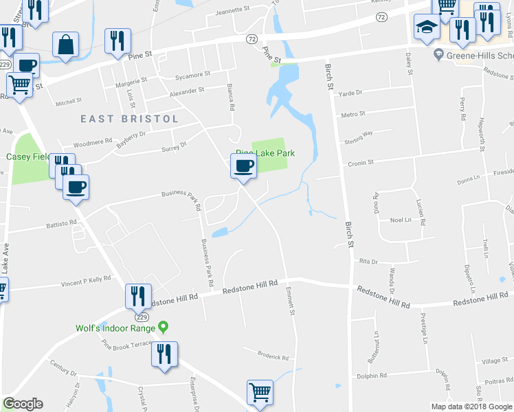 map of restaurants, bars, coffee shops, grocery stores, and more near 454 Emmett Street in Bristol