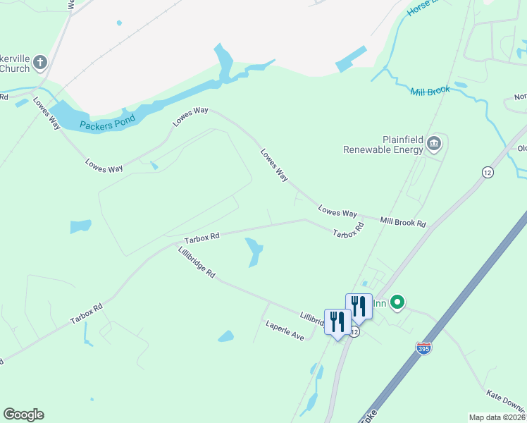 map of restaurants, bars, coffee shops, grocery stores, and more near 110 Tarbox Road in Plainfield