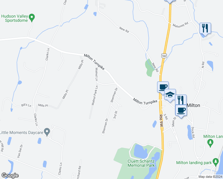 map of restaurants, bars, coffee shops, grocery stores, and more near 14 Sherman Road in Milton