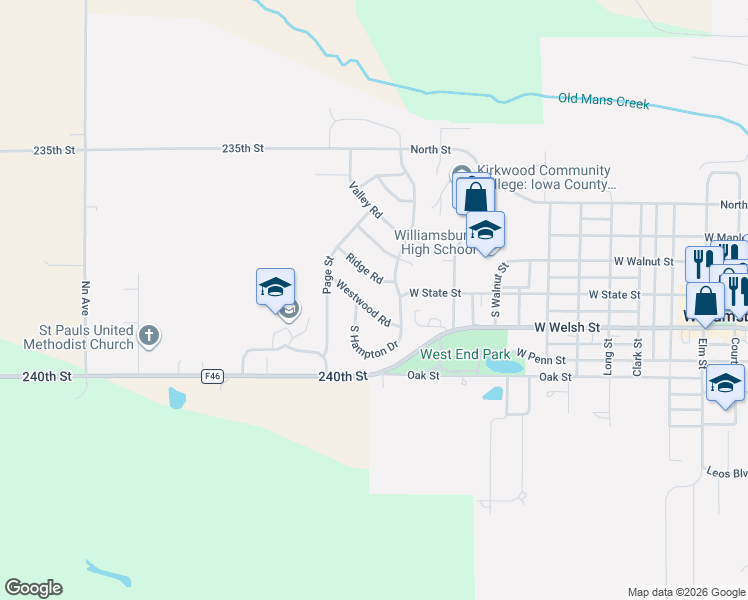 map of restaurants, bars, coffee shops, grocery stores, and more near 831 South Hampton Drive in Williamsburg