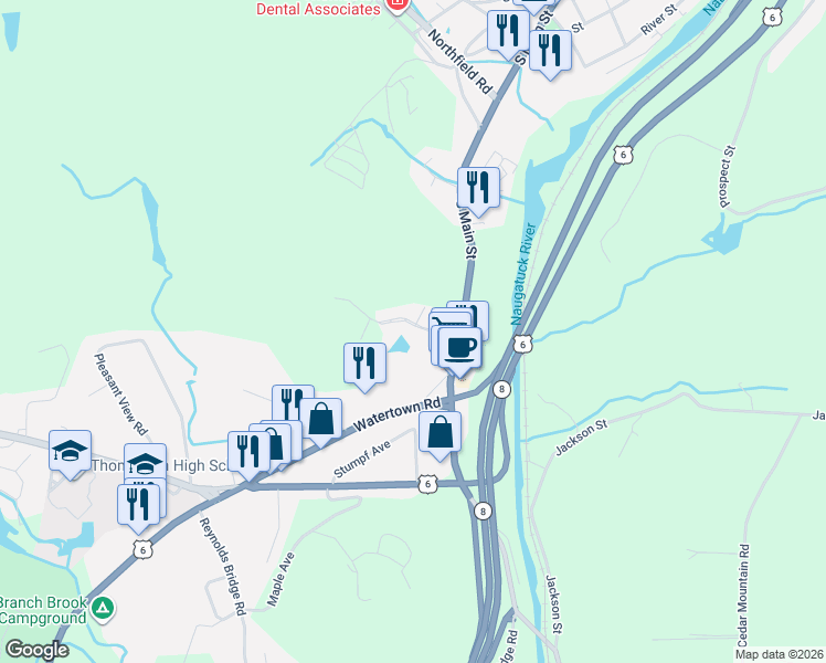 map of restaurants, bars, coffee shops, grocery stores, and more near 508 South Main Street in Thomaston