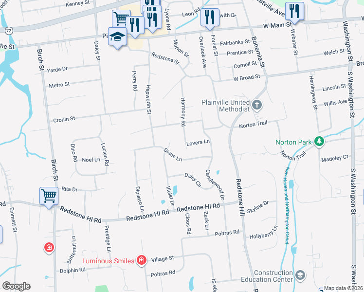 map of restaurants, bars, coffee shops, grocery stores, and more near 57 Diane Lane in Bristol
