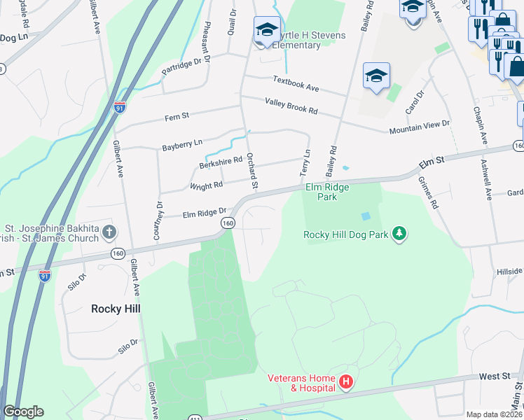 map of restaurants, bars, coffee shops, grocery stores, and more near 5 Truman Way in Rocky Hill