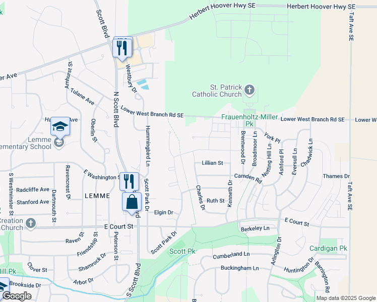map of restaurants, bars, coffee shops, grocery stores, and more near 4659 Lower West Branch Road Southeast in Iowa City