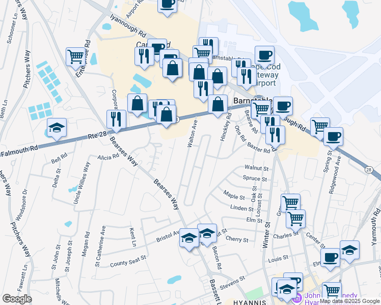 map of restaurants, bars, coffee shops, grocery stores, and more near 8 Northport Lane in Barnstable