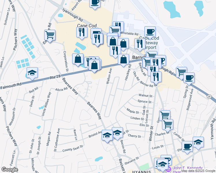 map of restaurants, bars, coffee shops, grocery stores, and more near 8 Northport Lane in Barnstable