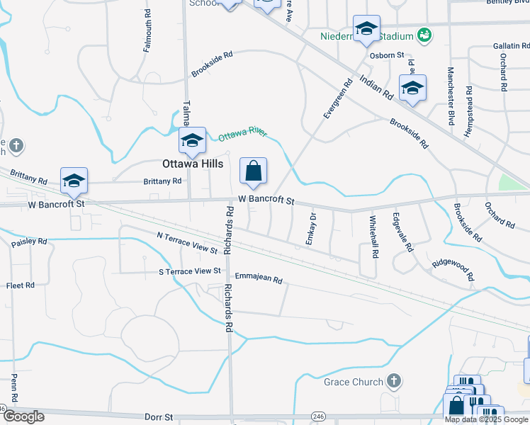 map of restaurants, bars, coffee shops, grocery stores, and more near 3997 West Bancroft Street in Toledo