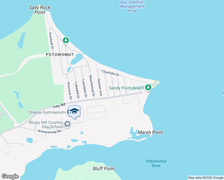 map of restaurants, bars, coffee shops, grocery stores, and more near 69 Collins Avenue in East Greenwich