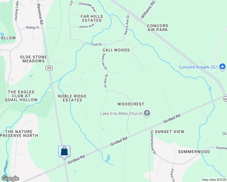 map of restaurants, bars, coffee shops, grocery stores, and more near 7661 Keystone Drive in Painesville